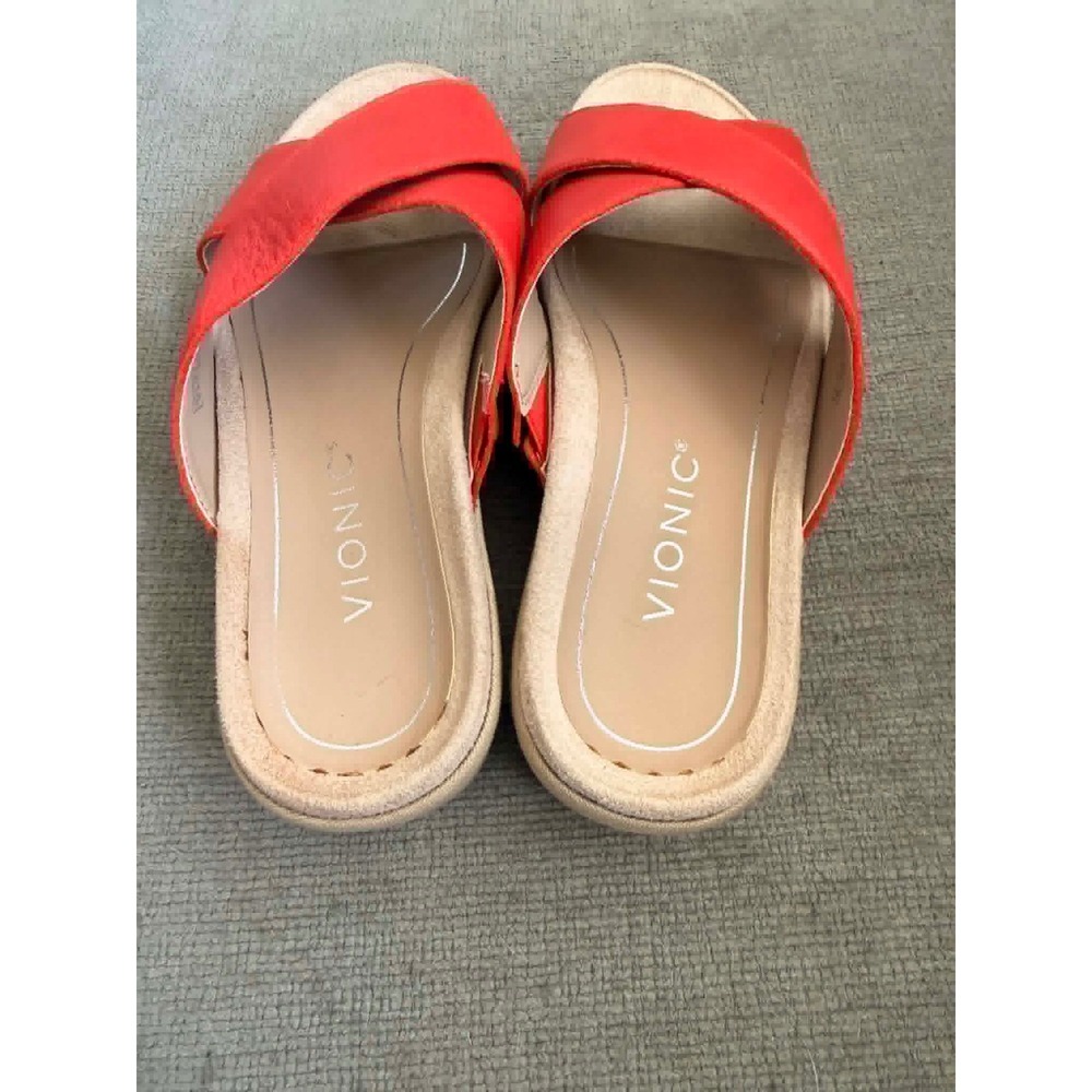 Vionic Hayden Cherry Red Leather Orthotic Platform Slide Sandal 6W - Picture 11 of 12